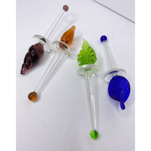 Vintage Set of four Elegant Swizzle Sticks Stirs, Handmade Italian Glass - Picture 2 of 9